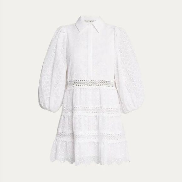 Alice + Olivia Blakesley Blouson Eyelet Mini Dress size 8 NWT $ 495.00 - Picture 3 of 11